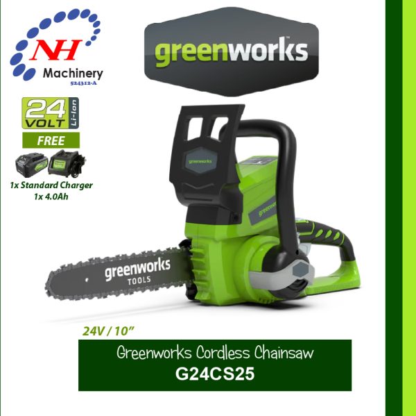 GREENWORKS 24V CORDLESS CHAINSAW G24CS25 - Image 3