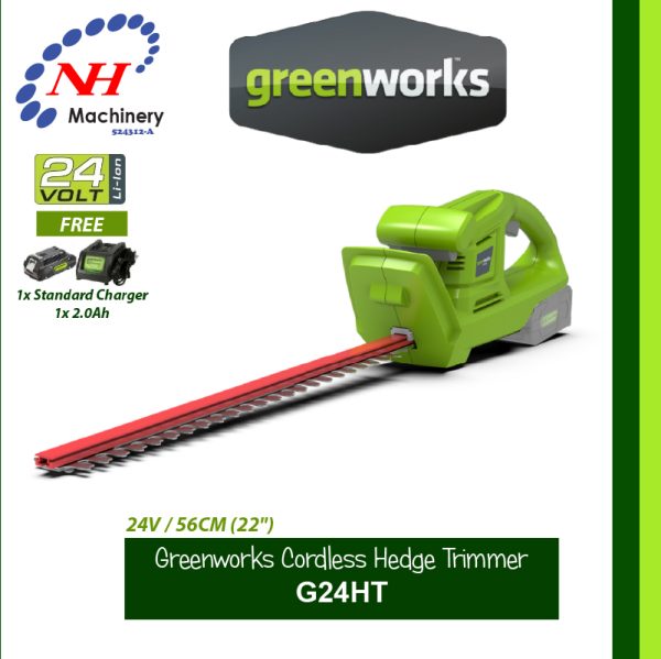 GREENWORKS 24V CORDLESS HEDGE TRIMMER G24HT - Image 2