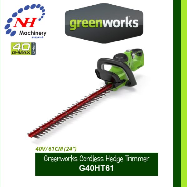 GREENWORKS 40V CORDLESS HEDGE TRIMMER G40HT61