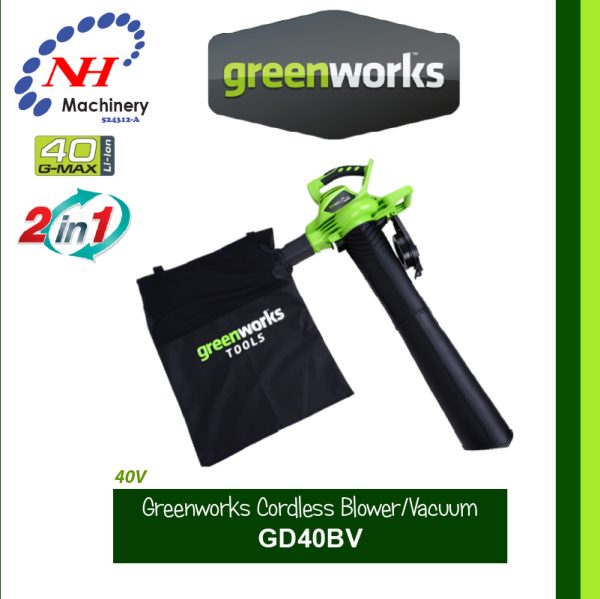 GREENWORKS 40V CORDLESS BLOWER AND VACUUM GD40BV