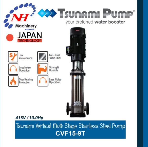 TSUNAMI VERTICAL MULTI STAGE STAINLESS STEEL PUMP CVF15-9T